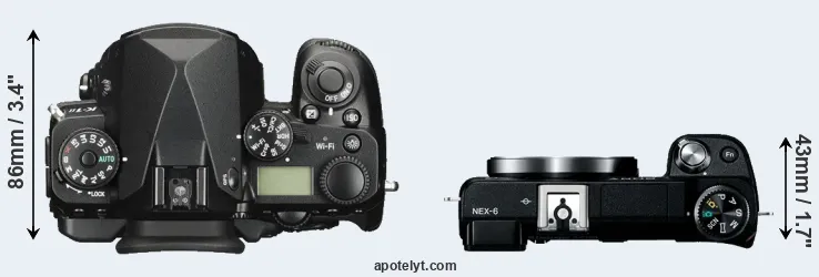 Compare K-1 II versus NEX-6 top