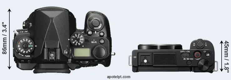 Compare K-1 II versus ZV-E10 top