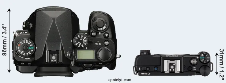 Compare K-1 versus Pentax Q top