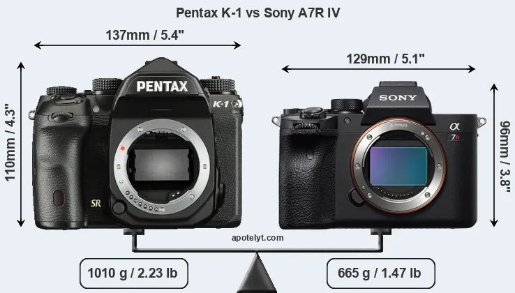 Size Pentax K-1 vs Sony A7R IV