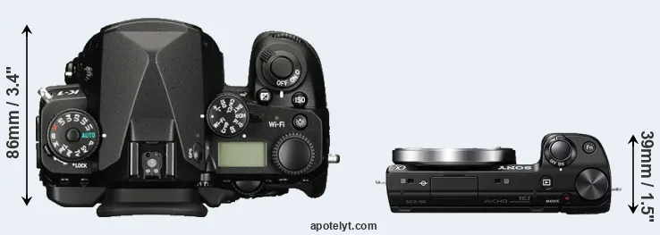Compare K-1 versus NEX-5R top