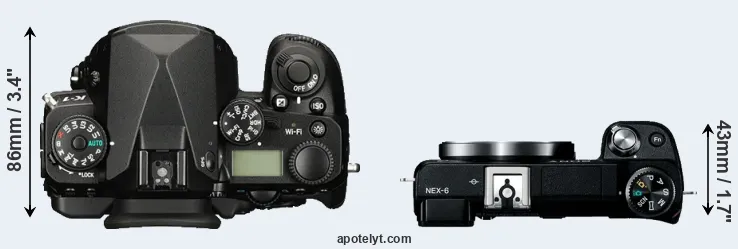 Compare K-1 versus NEX-6 top
