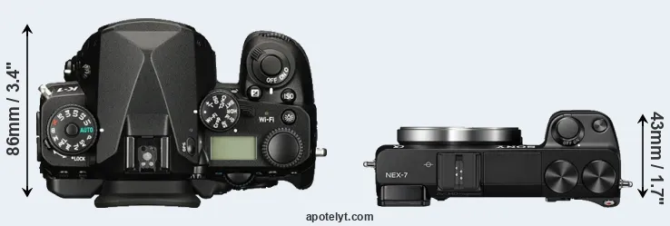Compare K-1 versus NEX-7 top