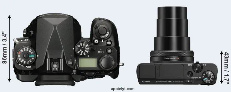 Compare K-1 versus RX100 VII top