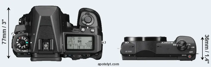 Compare K-3 II versus A5100 top