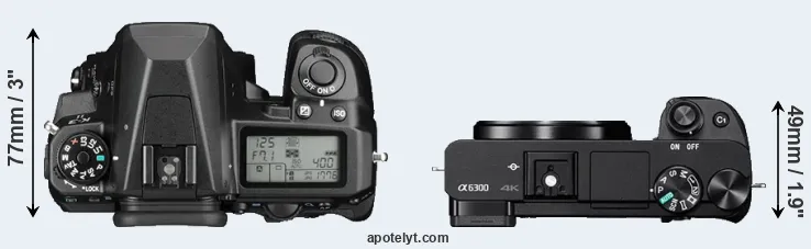 Compare K-3 II versus A6300 top