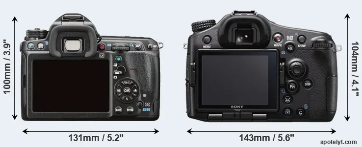 Comparison K-3 II or A77 II rear