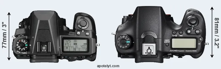 Compare K-3 II versus A77 II top