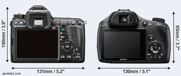 Comparison K-3 II or HX400V rear