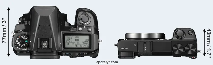 Compare K-3 II versus NEX-7 top