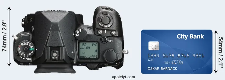 K-3 III versus credit card top view