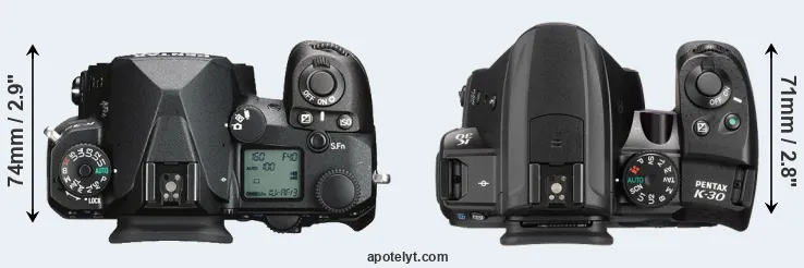 Compare K-3 III versus K-30 top