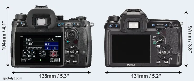 Comparison K-3 III or K-5 II rear