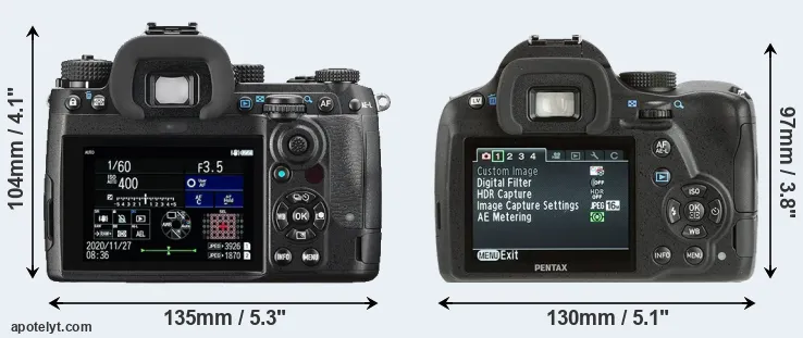 Comparison K-3 III or K-500 rear