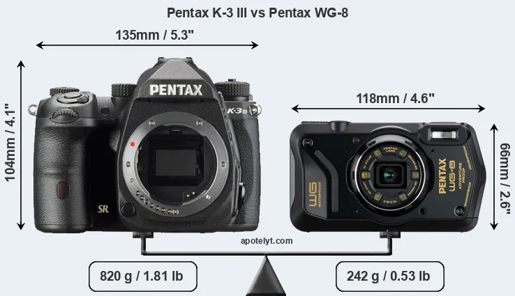Size Pentax K-3 III vs Pentax WG-8