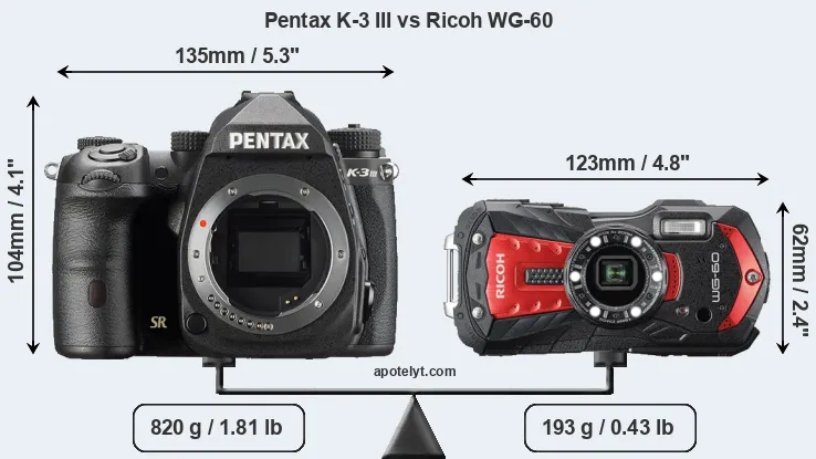 Size Pentax K-3 III vs Ricoh WG-60