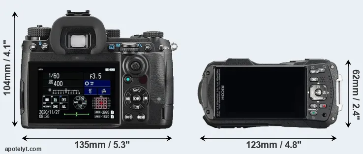Comparison K-3 III or WG-60 rear