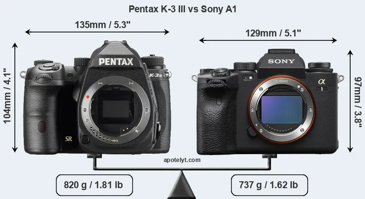Size Pentax K-3 III vs Sony A1