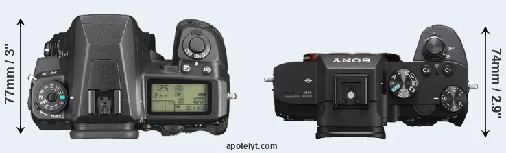 Compare K-3 versus A7 III top