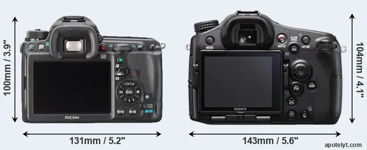 Comparison K-3 or A77 II rear