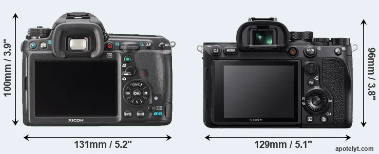 Comparison K-3 or A7R IV rear