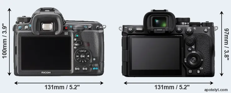 Comparison K-3 or A7R V rear