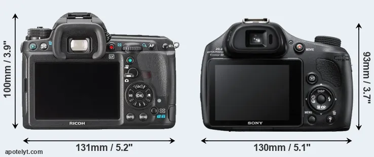 Comparison K-3 or HX400V rear