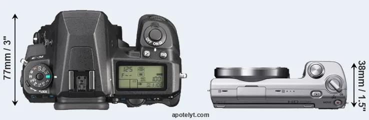Compare K-3 versus NEX-5 top