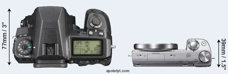 Compare K-3 versus NEX-5T top