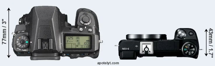 Compare K-3 versus NEX-6 top