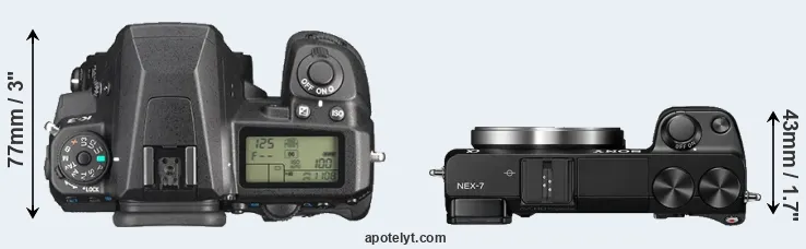 Compare K-3 versus NEX-7 top