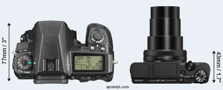 Compare K-3 versus RX100 VI top