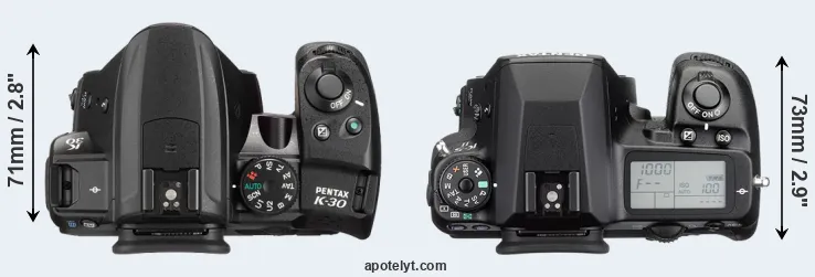 Compare K-30 versus K-5 II top