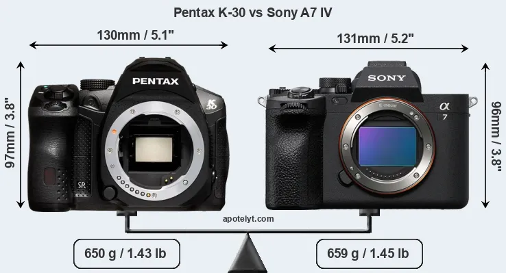 Size Pentax K-30 vs Sony A7 IV