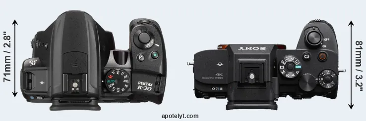 Compare K-30 versus A7S III top