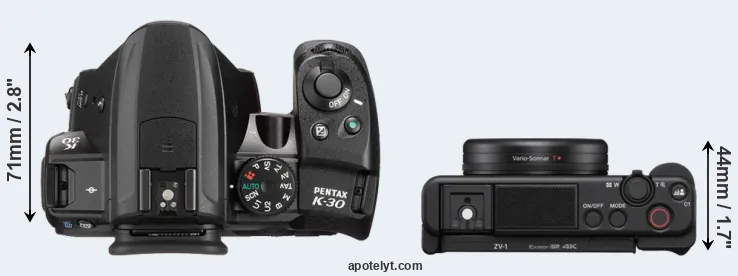 Compare K-30 versus ZV-1 top