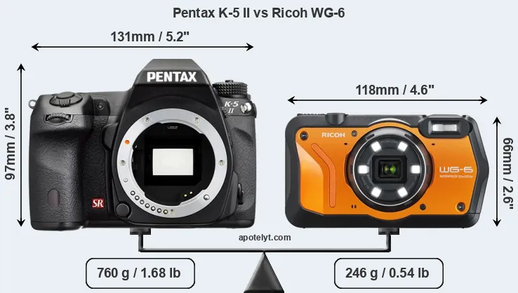 Size Pentax K-5 II vs Ricoh WG-6