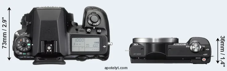 Compare K-5 II versus A5000 top