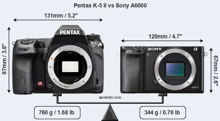 Size Pentax K-5 II vs Sony A6000