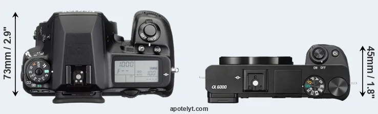 Compare K-5 II versus A6000 top