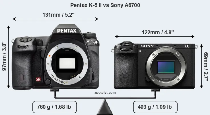 Size Pentax K-5 II vs Sony A6700