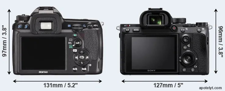 Comparison K-5 II or A7R III rear