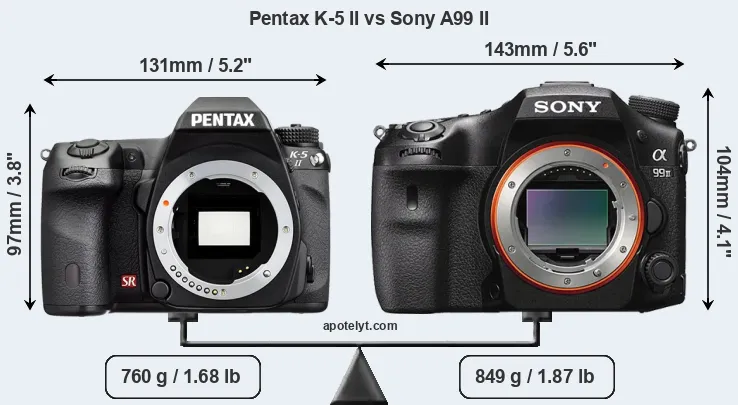 Size Pentax K-5 II vs Sony A99 II