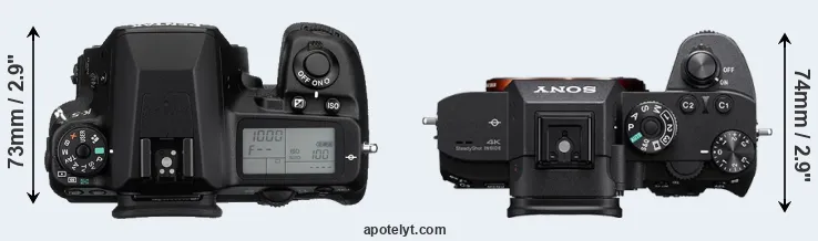 Compare K-5 versus A7R III top