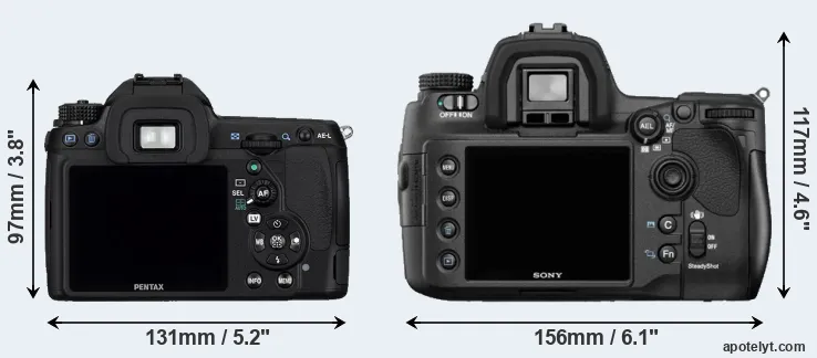 Comparison K-5 or A850 rear