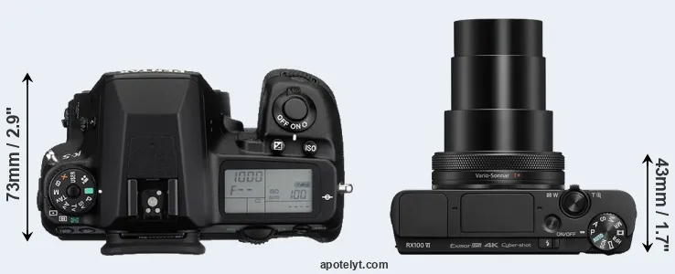 Compare K-5 versus RX100 VI top