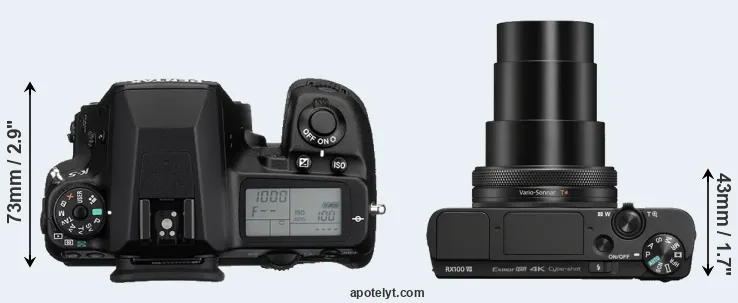 Compare K-5 versus RX100 VII top