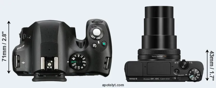 Compare K-50 versus RX100 VI top
