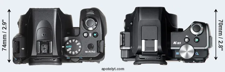 Compare K-70 versus K-S1 top