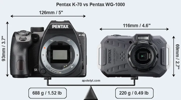 Size Pentax K-70 vs Pentax WG-1000